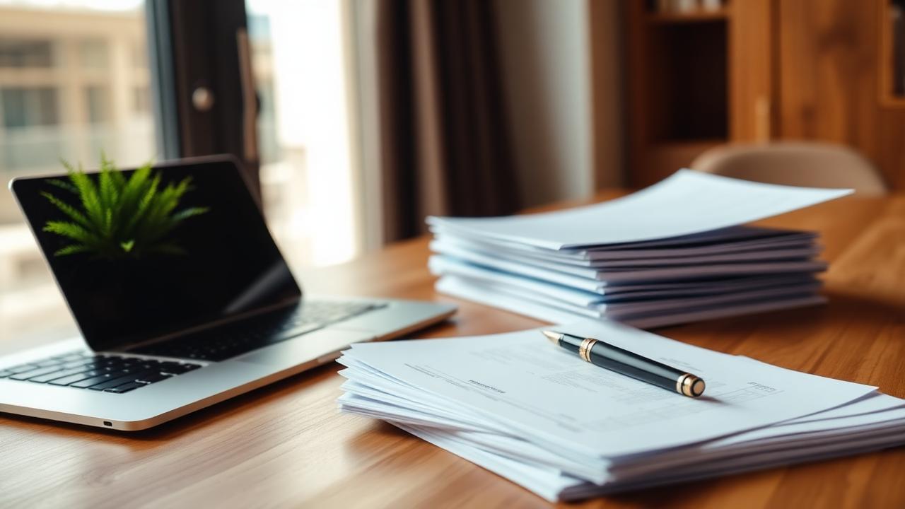 Büro-Schreibtisch mit Unterlagen zur GmbH-Gründung
