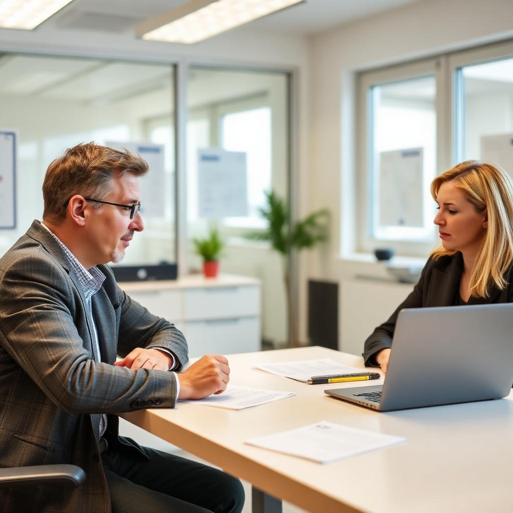 Gespräch mit der Vermittlerin in der Agentur für Arbeit – AVGS und Gründungszuschuss öffnen einen geordneten Einstieg.