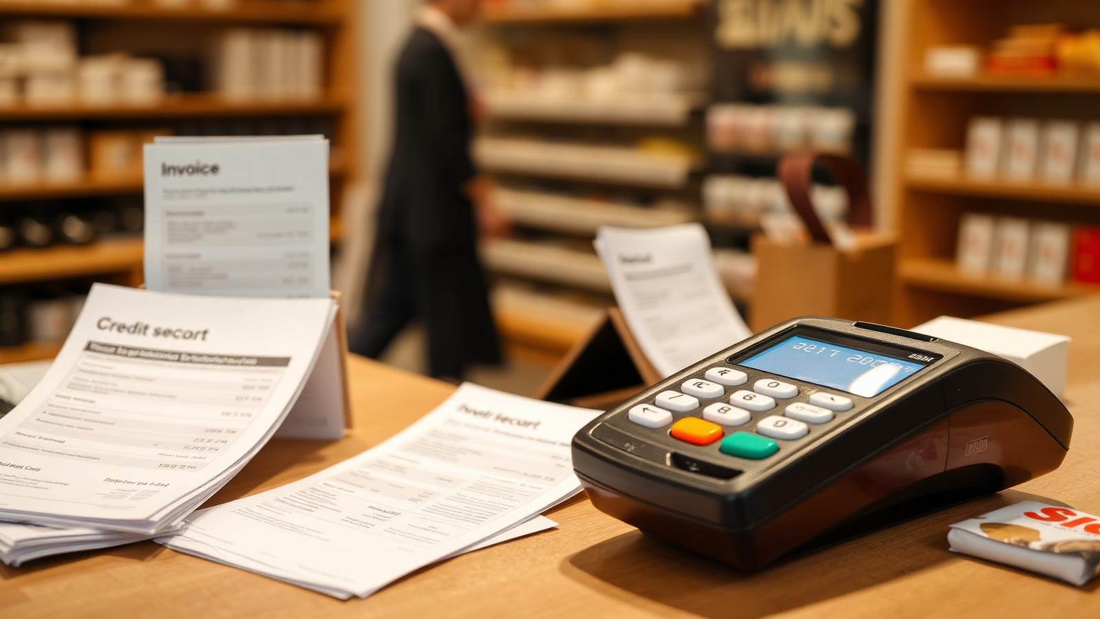 Kartenterminal, Rechnungen und Bonitätsunterlagen im Einzelhandel
